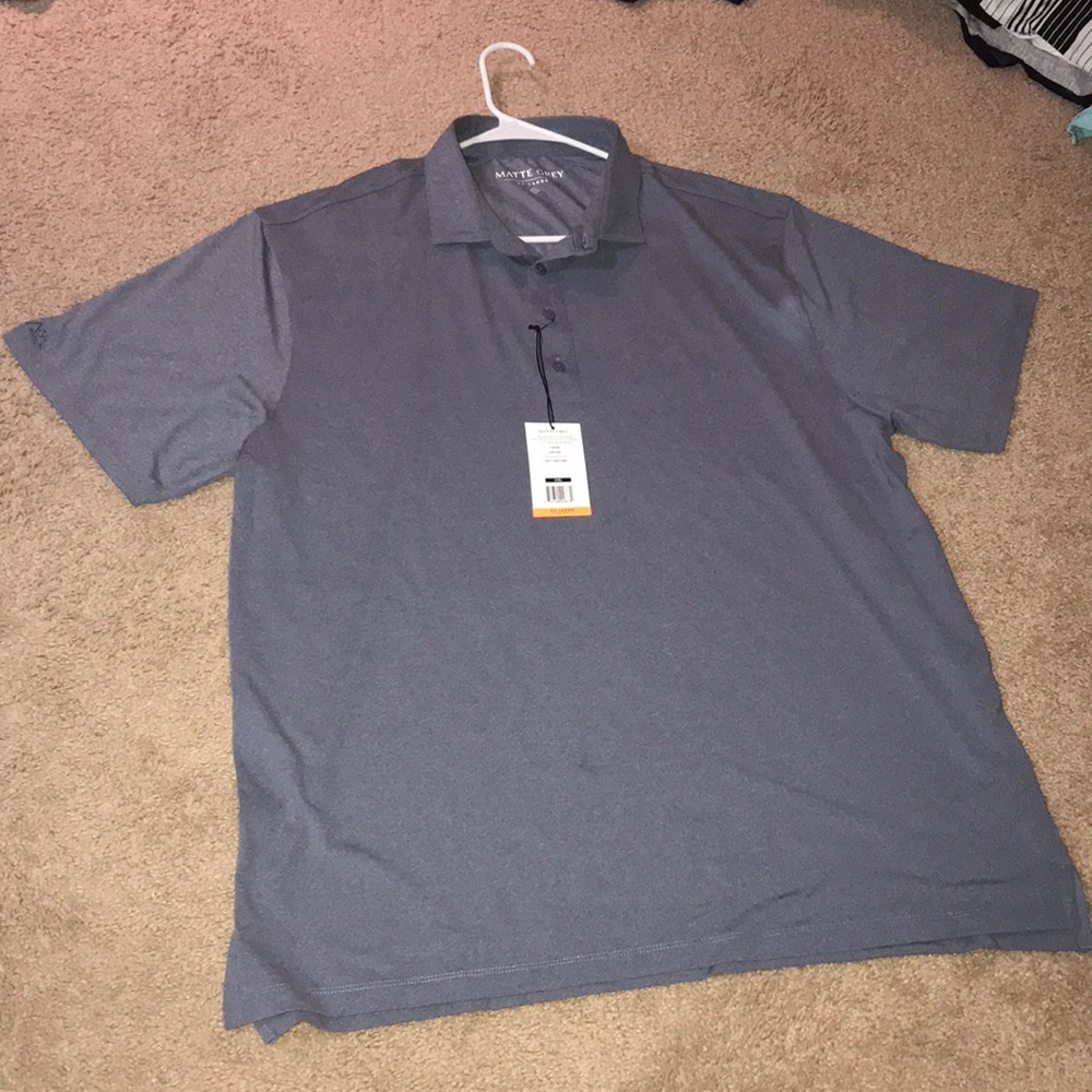 Men’s Matte Grey Navy Heather Polo